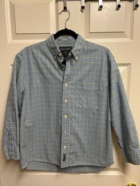 Abercrombie & Fitch Blue and Green Gingham Button-Down Shirt